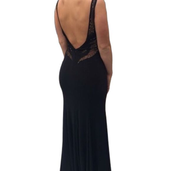 EUC Sherri Hill Black Rhinestone Embellished Evening Gown Lined Dress Size 4 - Picture 2 of 15